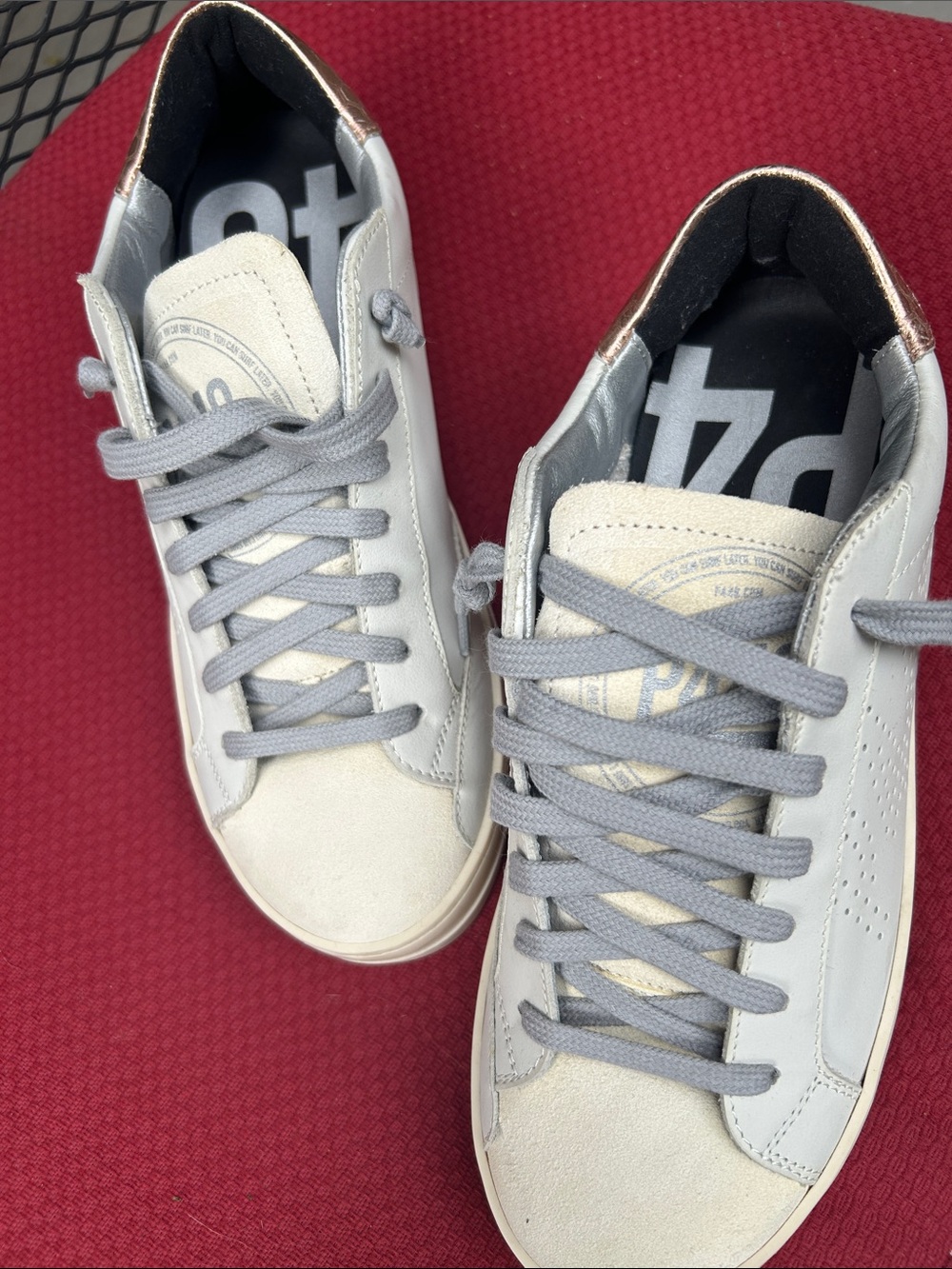 Women’s NEW Grey Low-Top Leather Sneakers by P448